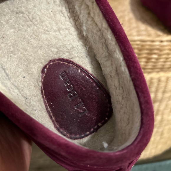 LL Bean Slipper Womens 7 Fuchsia Purple Moccasin Shearling Lined Cozy Fall plum - Picture 5 of 6